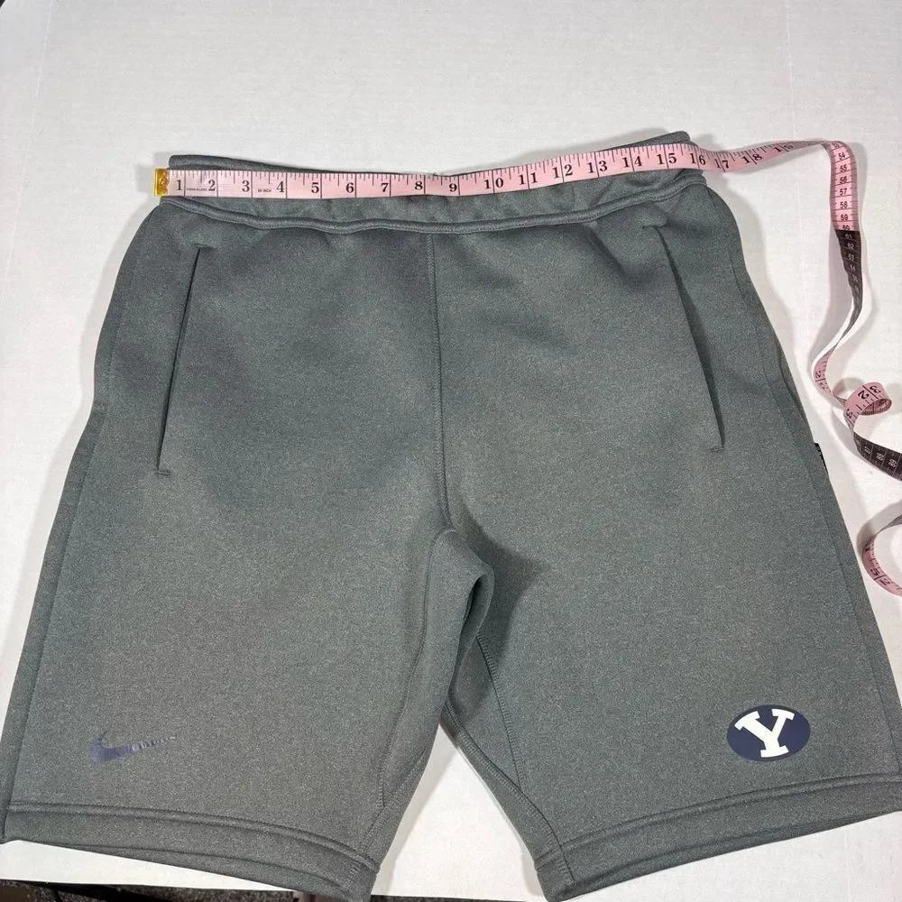 Nike Men's Grey Athletic Elastic Waist BYU Shorts Medium Brigham Young On Field